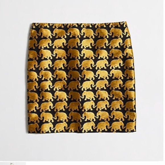 J Crew Dresses & Skirts - J Crew Jacquard Gold & Black Elephant Skirt